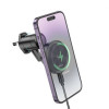 Тримач для мобільного з БЗП HOCO HW6 Vision metal magnetic wireless fast charging car holder(air outlet) Black - изображение 4
