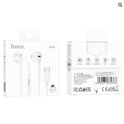 Навушники HOCO M101 Crystal joy Type-C wire-controlled digital earphones with microphone White (6931474782366) - изображение 5