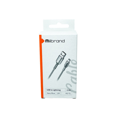 Кабель Mibrand MI-71 Metal Braided Cable USB for Lightning 2.4A 1m Navy Blue (MIDC/71LNB) - зображення 2