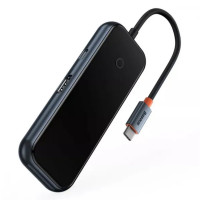 USB-Hub Baseus AcmeJoy 5-Port Type-C HUB Adapter（Type-C to USB3.0*2+USB2.0*1+Type-C PD&Data *1+RJ45*1）Dark Gray