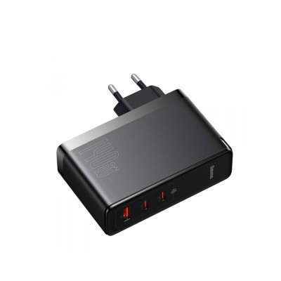 МЗП Baseus GaN5 Pro Fast Charger 2C+U 140W EU Black(With Superior Series Fast Charging Data Cable Type-C to Type-C 240W（48V/5A） 1m  Black) (CCGP100201) - зображення 5