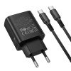 Мережевий зарядний пристрій BOROFONE BA98A Ilustre PD30W (2C1A) charger with digital display set (C to C) (EU) Black (7073)- № 6