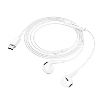 Навушники BOROFONE BM71 Light song Type-C wire-controlled digital earphones with microphone White (BM71CW) - изображение 1