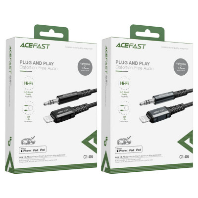 Кабель ACEFAST C1-06 Lightning to 3.5mm aluminum alloy audio cable Black - зображення 5