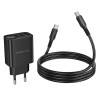 Мережевий зарядний пристрій BOROFONE BA98A Ilustre PD30W (2C1A) charger with digital display set (C to C) (EU) Black (7073)- № 7