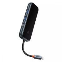 USB-Hub Baseus AcmeJoy 5-Port Type-C HUB Adapter（Type-C to USB3.0*2+USB2.0*1+Type-C PD&Data *1+RJ45*1）Dark Gray (Колір Сірий) - фото № 3