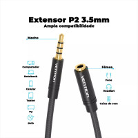 Аудіокабель подовжувач Vention Cotton Braided 3.5mm Audio Extension Cable 0.5M Black Metal Type (Цвет Black) - фото № 5