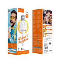 Портативна колонка HOCO BK5 Cantando karaoke microphone White (Цвет 7068) - фото № 7