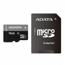 microSDHC (UHS-1) A-DATA Premier 16Gb Class 10 (R-80Mb/s) (adapter SD)