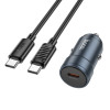 Автомобільний зарядний пристрій HOCO Z57 Glorious single-port PD30W car charger set (C to C) Metal Gray (Metal Gray) Hoco - № 1