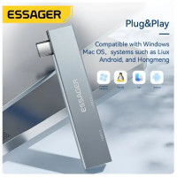 USB-хаб ESSAGER (opp bag) Fengyang  3 in 1 Splitter Silver (Цвет Silver) - фото № 6