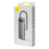 USB-хаб Baseus Metal Gleam Series 8-in-1 Multifunctional Type-C HUB Docking Station Gray（Type-C to HDMI*1+USB3.0*3+PD*1+RJ45*1+SD/TF*1) (Gray)- № 2