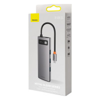 USB-хаб Baseus Metal Gleam Series 8-in-1 Multifunctional Type-C HUB Docking Station Gray（Type-C to HDMI*1+USB3.0*3+PD*1+RJ45*1+SD/TF*1) (Колір Gray) - фото № 2