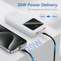 Зовнішній акумулятор Vention 20000mAh Power Bank (Micro-USB + USB-C + USB-A + USB-A) 22.5W White LED Display Type (Цвет White) - фото № 6