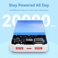 Зовнішній акумулятор Vention 20000mAh Power Bank (Micro-USB + USB-C + USB-A + USB-A) 22.5W White LED Display Type (Цвет White) - фото № 3