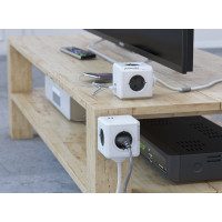 Мережевий подовжувач Allocacoc PowerCube Extended з заземленням 4 розетки 2 USB 1.5 м, сірий (Цвет White-Grey) - фото № 5