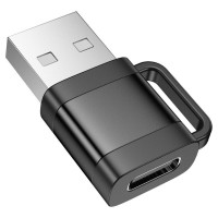 Адаптер HOCO UA31D USB male to Type-C female USB2.0 adapter Black (Колір Черный) - фото № 4