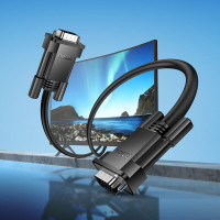 Кабель HOCO US11 VGA male to VGA male HD data cable(L=2M) Black (Цвет 7073) - фото № 6