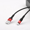 Кабель HOCO X26 USB to Type-C 2A, 18W 1m, nylon,  aluminum connectors, Black+Red - изображение 3