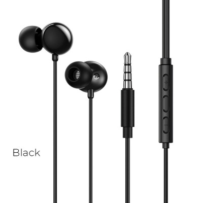 Навушники BOROFONE BM45 Sound wave wired earphones with mic 1.2m Black - зображення 1