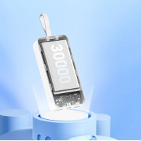 Зовнішній акумулятор REMAX Suji Series PD 20W+QC 22.5W  Fast Charging Cabled Power Bank 30000mAh  RPP-550 White (Цвет Білий) - фото № 3