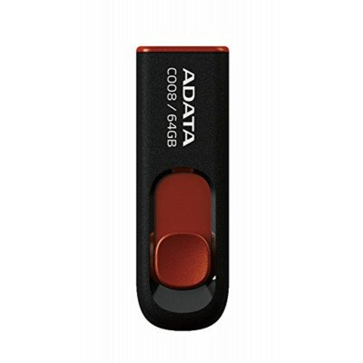 Flash A-DATA USB 2.0 C008 64Gb Black/Red (AC008-64G-RKD) - изображение 1