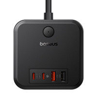 Мережевий зарядний пристрій Baseus PowerCombo Cube Power Strip 3AC+2U+2C 30W 1.5m EU Cluster Black (Колір Black) - фото № 4