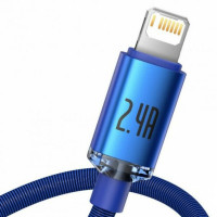 Кабель Baseus Crystal Shine Series Fast Charging Data Cable USB to iP 2.4A 1.2m Blue (Цвет Синий) - фото № 2