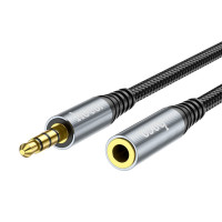 Аудiокабель HOCO UPA20 3.5 audio extension cable male to female (L=2M) Metal Gray (Цвет Metal Gray) - фото № 3
