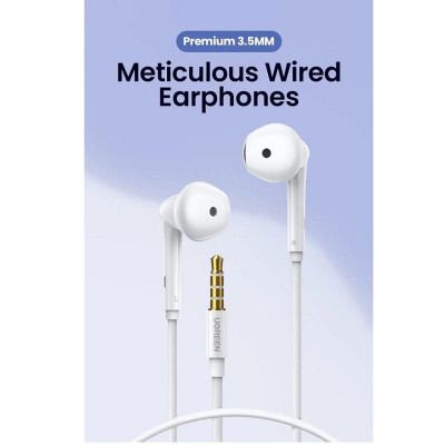 Навушники UGREEN EP101 Wired Earphones with 3.5mm Plug (White) - изображение 2