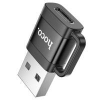 Адаптер HOCO UA31D USB male to Type-C female USB2.0 adapter Black (Колір Черный) - фото № 3