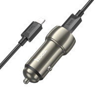 Автомобільний зарядний пристрій HOCO Z48 Tough 40W dual port(2C) car charger set(C to iP) Metal Gray (Цвет Metal Gray) - фото № 3