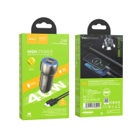 Автомобільний зарядний пристрій HOCO Z48 Tough 40W dual port(2C) car charger set(C to iP) Metal Gray (Цвет Metal Gray) - фото № 5