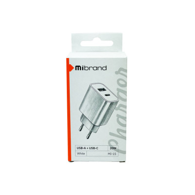 Мережевий зарядний пристрій Mibrand MI-15 20W PD + Quick Charger USB-A + USB-C Белый (MIWC/15UCW) - изображение 2
