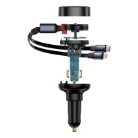 Автомобільний зарядний пристрій Baseus Enjoyment Pro Car Charger C+Retractable C & iP Cable 60W Cluster Black (Колір 7073) - фото № 5