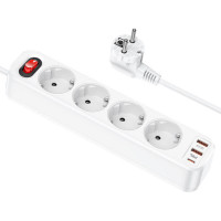 Мережевий подовжувач HOCO NS1 Aura 4-bit extension cable socket(including 1C2A PD20W fast charge) White (Колір Білий), Атикул k23781 |  купить на VILKI.NET - фото № 1