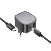 Мережевий зарядний пристрій HOCO CS32A Rise PD20W+QC3.0 charger set(Type-C to Type-C) Black - зображення 2