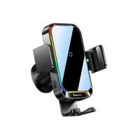 Автотримач для телефона з БЗП Baseus Halo Electric Wireless Charging Car Mount 15W Black (Колір Черный) - фото № 4