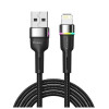 Кабель Essager Colorful LED USB-кабель для быстрой зарядки 2,4 А USB-A на Lightning 2 м, черный (EXCL-XCDA01) (EXCL-XCDA01)