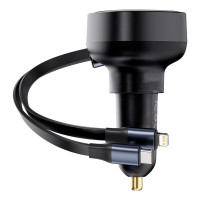 Автомобільний зарядний пристрій Baseus Enjoyment Pro Car Charger C+Retractable C & iP Cable 60W Cluster Black (Колір 7073) - фото № 6