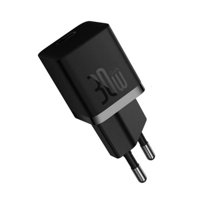 Мережевий зарядний пристрій Baseus GaN5 Fast Charger(mini) 1C 30W EU Black - зображення 1
