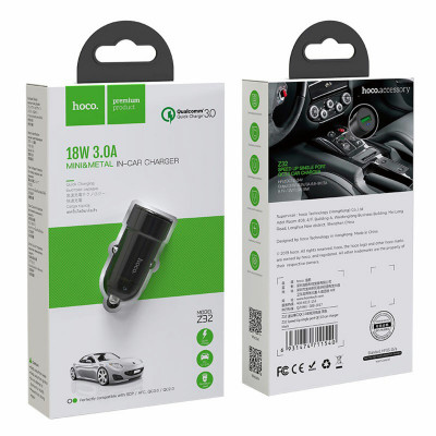 Автомобільний зарядний пристрій HOCO Z32 Speed Up single port QC3.0 car charger 18W Metal Gray (6931474711564) - зображення 5