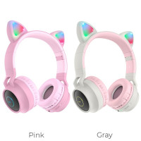 Бездротові навушники HOCO W27 Cat ear wireless headphones Pink (Колір Розовый) - фото № 2