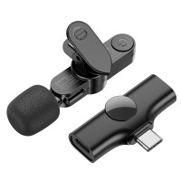 Бездротова мікрофонна система BOROFONE BFK12 Trophy lavalier wireless digital microphone Type-C Black (Колір Черный) - фото № 3