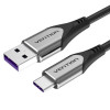 Кабель Vention USB-C — USB 2.0-A Кабель для быстрой зарядки, длина 1,5 м, серый алюминиевый сплав (COFHG)