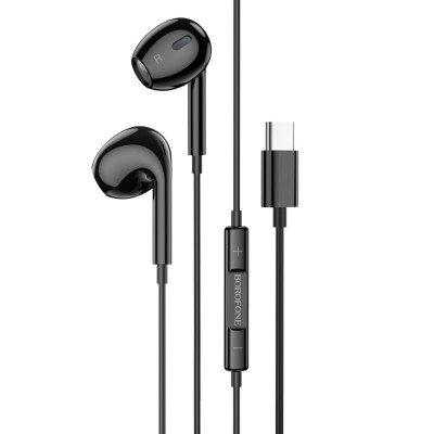 Навушники BOROFONE BM80 Max Gorgeous Type-C wire-controlled digital earphones with microphone Black (BM80CB) - изображение 1