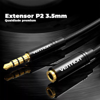 Аудіокабель подовжувач Vention Cotton Braided 3.5mm Audio Extension Cable 0.5M Black Metal Type (Цвет Black) - фото № 6