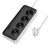 Мережевий подовжувач HOCO AC22 Sunlight 4-bit(PD30W/1C3A) desktop socket(EU/GER) Black (Черный)- № 5