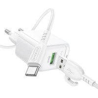 Мережевий зарядний пристрій BOROFONE BAS42A Potential single-port QC3.0 charger set(Type-C) 18W White (Цвет Белый) - фото № 4