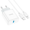Мережевий зарядний пристрій HOCO C104A Stage single port PD20W charger set (C to iP)(EU) White (7068)- № 5